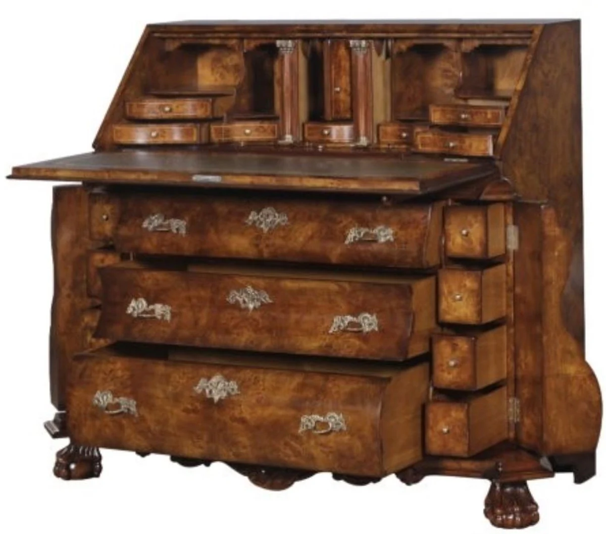 Luxury Art Nouveau writing chest with 18 drawers brown / silver 100 x 53 x H. 120 cm - luxury quality