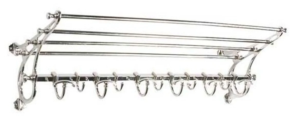 French luxury wall coat rack nickel-plated stainless steel silver-colored coat rack Mod Orleans - coat rack antique style baroque art nouveau hotel, cafe restaurant furniture