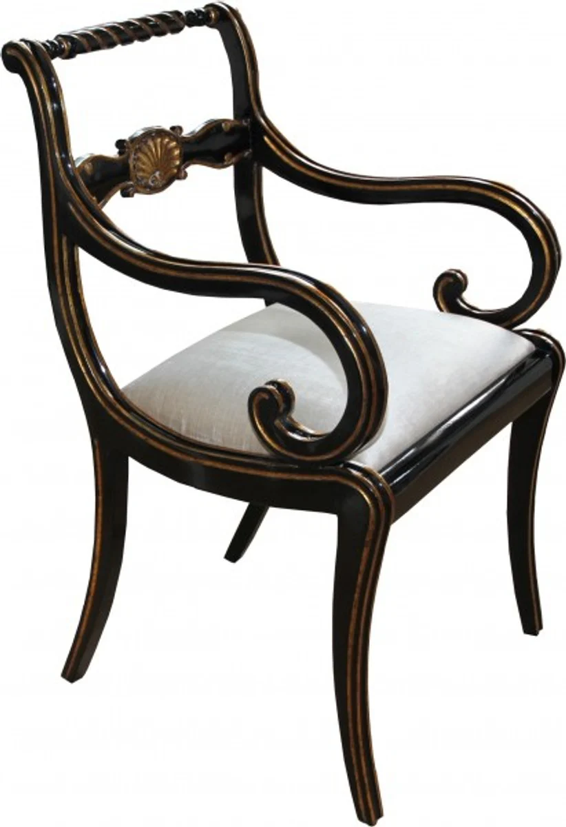Luxury Baroque Chair with Armrests Black / Gold / Cream - Luxury Desk Chair