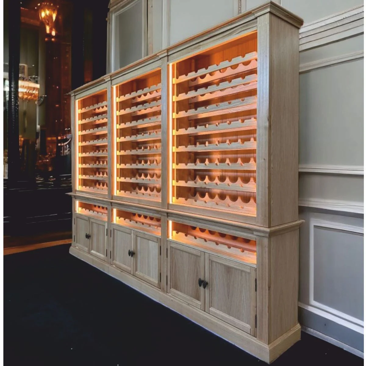 Country house style wine cabinet gray / brown 300 cm - country house style bar furniture