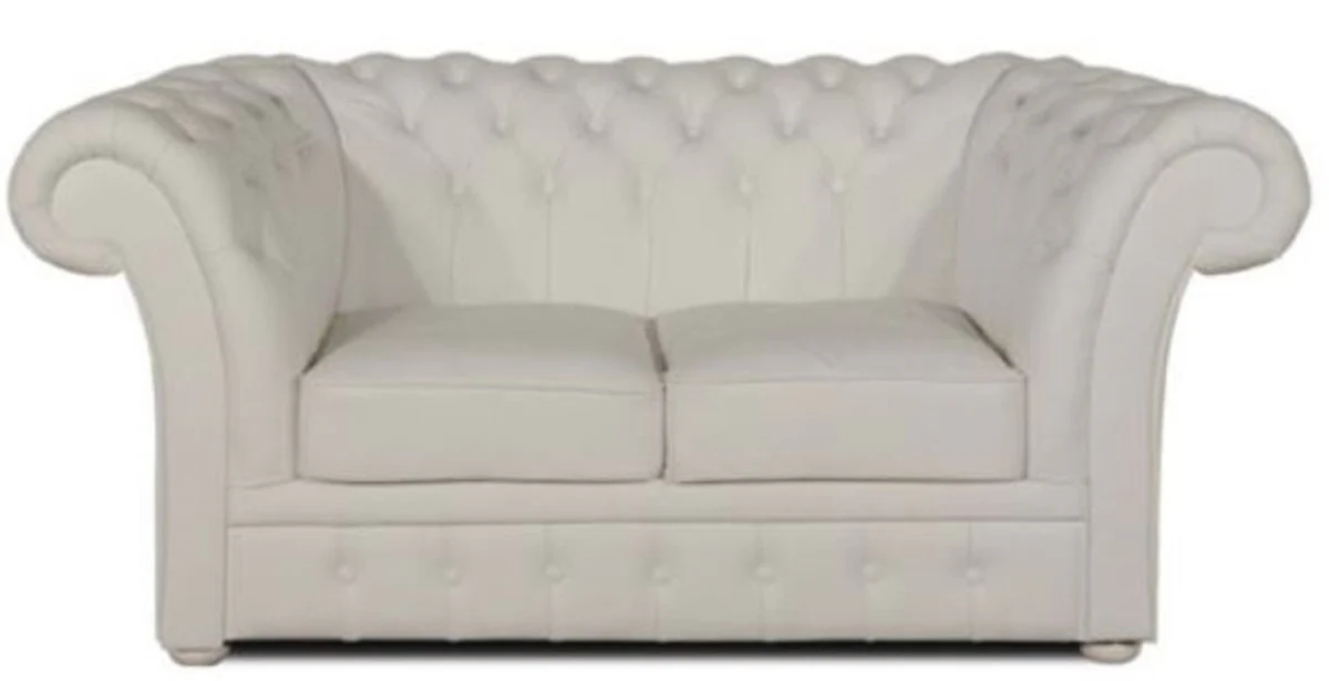Luxury genuine leather 2-seater sofa white 170 x 90 x H. 80 cm - Chesterfield furniture