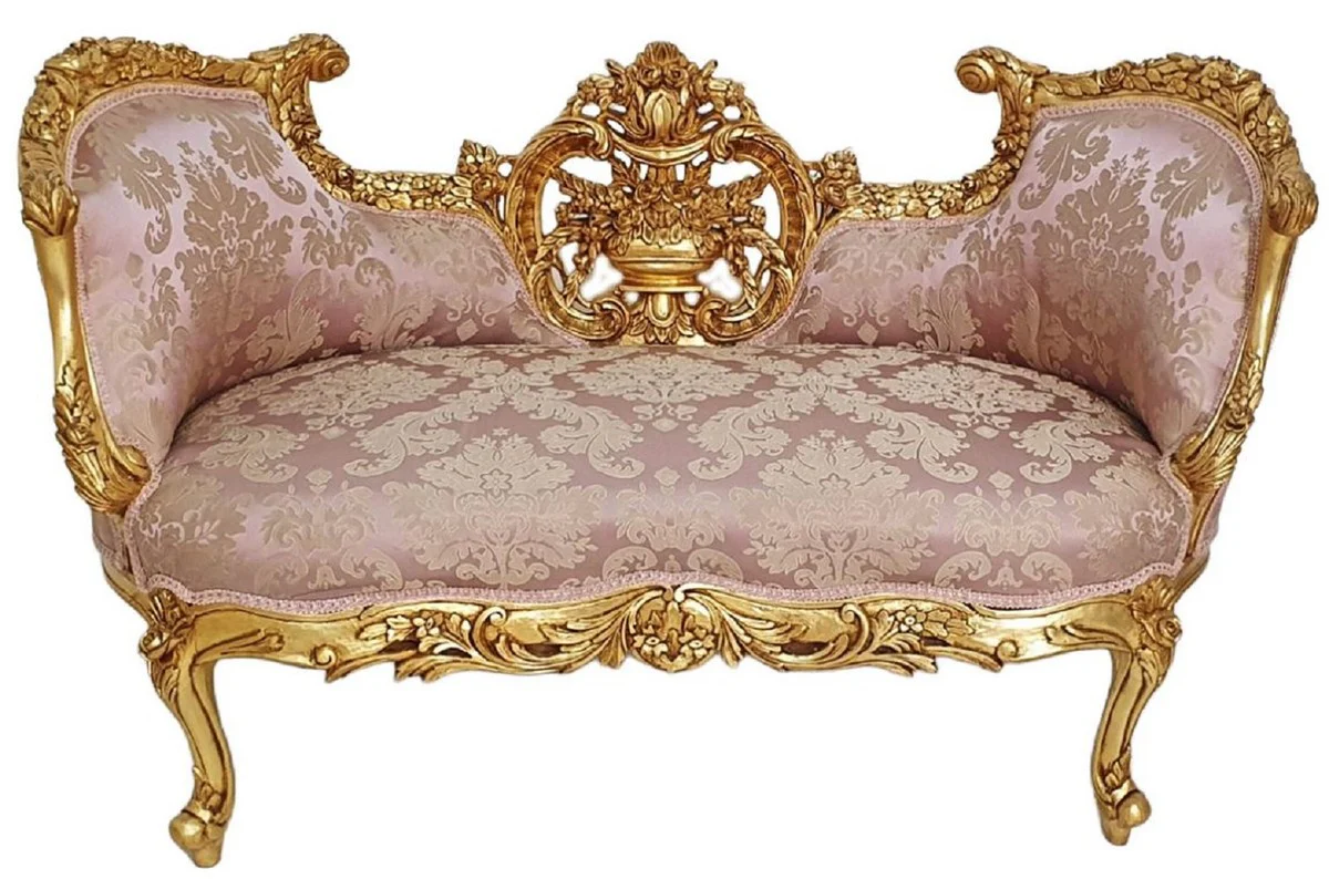 Baroque sofa pink / gold - magnificent living room sofa in baroque style - living room furniture in baroque style - baroque furniture - baroque furnishings