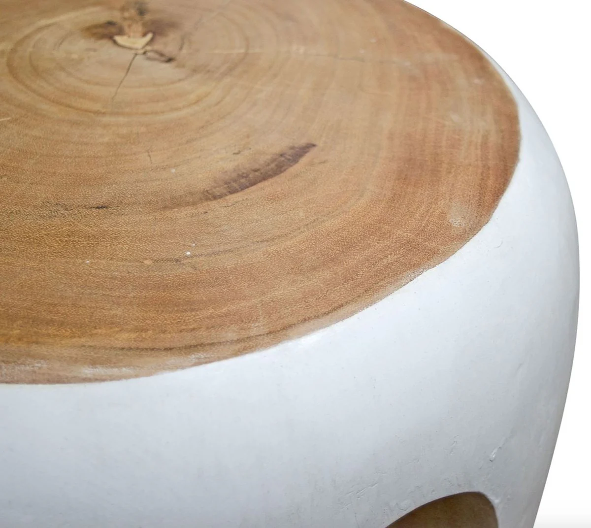 Side table white / natural colors 40 x H. 54.5 cm - living room furniture