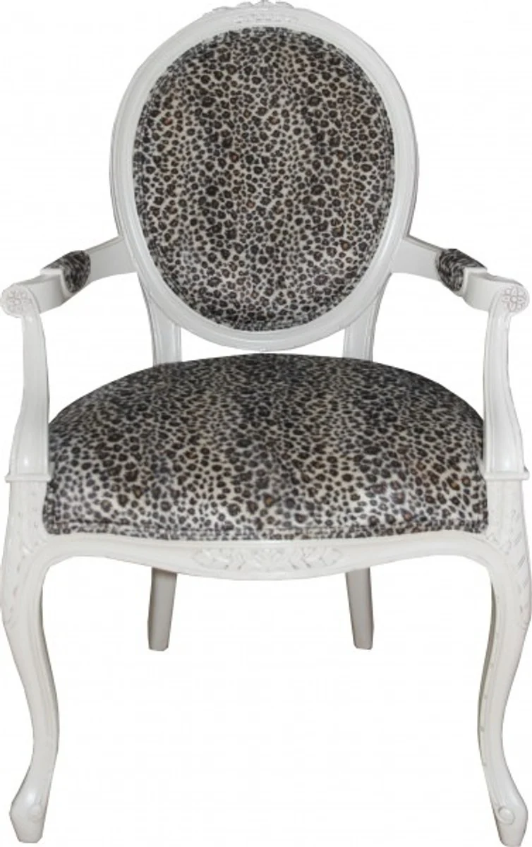 Baroque dining room chair with armrests Mod2 Leopard / Cream - Baroque furniture