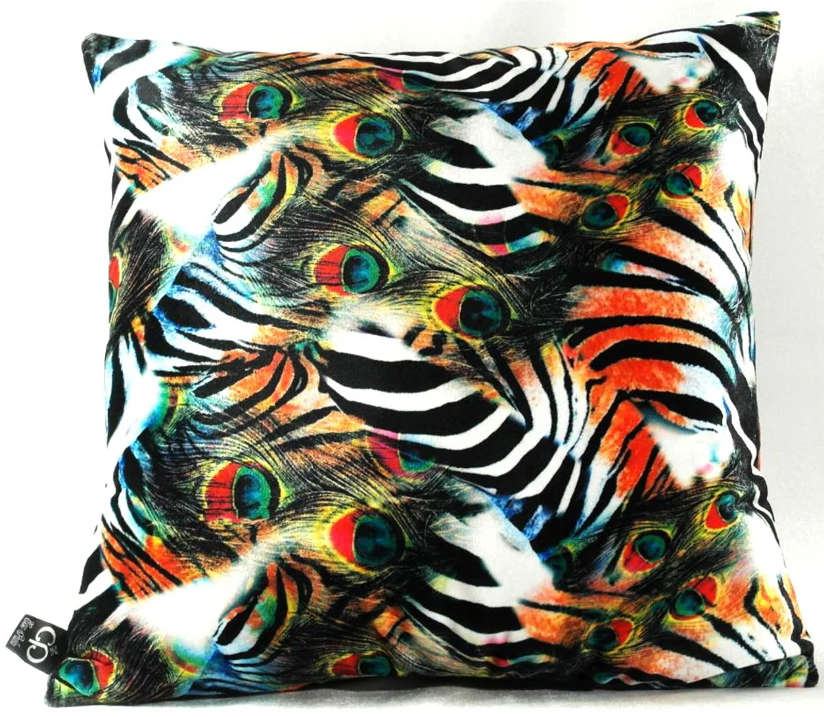 Luxus Kissen Afrika Safari Mehrfarbig 45 x 45 cm - Edles Deko Kissen aus feinstem Samtstoff