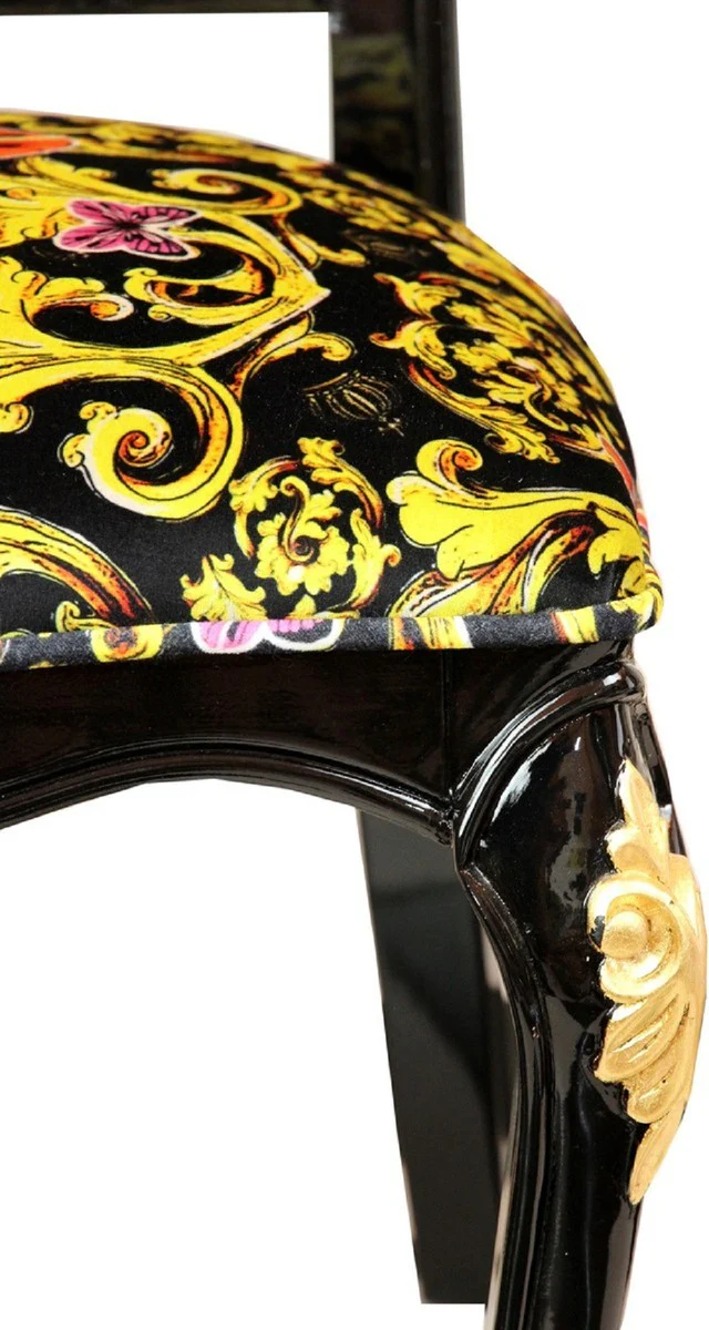 Pompöös by Luxury Baroque Dining Room Chairs Butterflies & Flowers Multicolored / Black / Gold - Pompöös Baroque Chairs designed by Harald Glööckler - 6 Dining Room Chairs - Baroque Dining Room Furniture