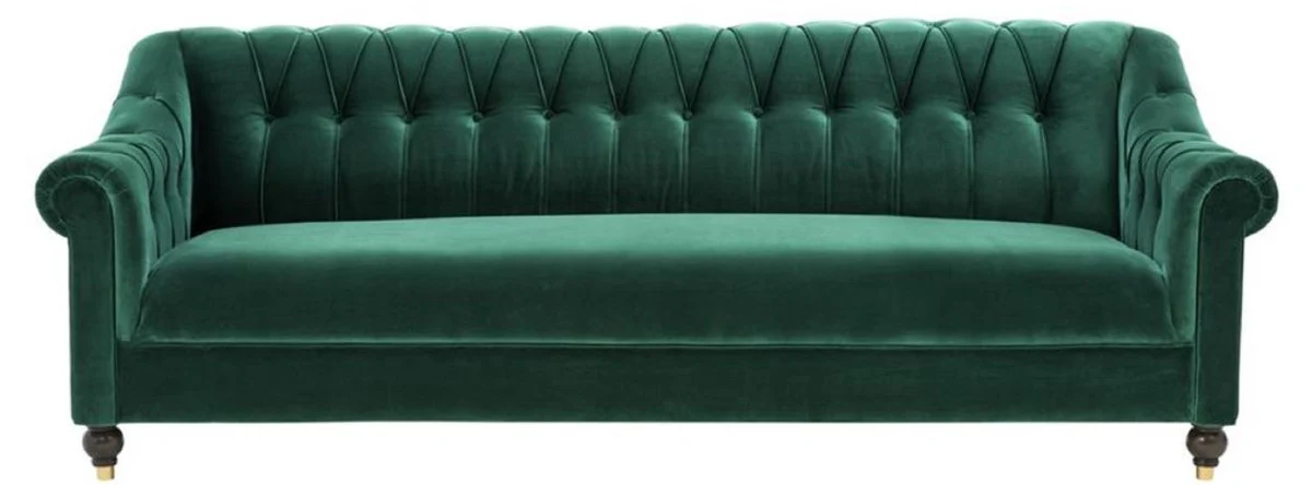 Luxury Chesterfield living room sofa green / brown / gold 230 x 90 x H. 81.5 cm - luxury quality