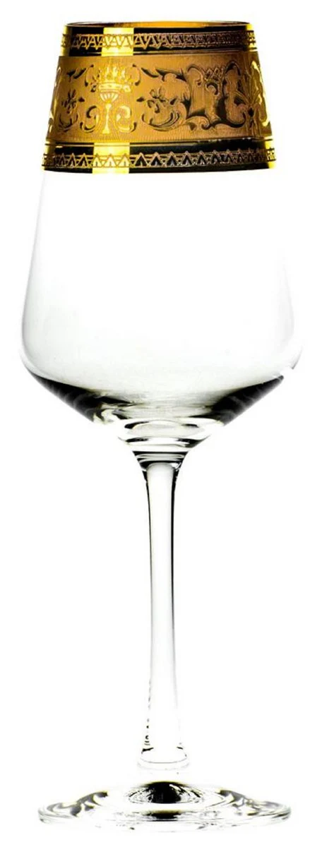 Luxury Baroque red wine glass set of 6 gold Ø 8.5 x H. 24 cm - handmade and hand-engraved wine glasses - hotel & restaurant accessories - luxury quality