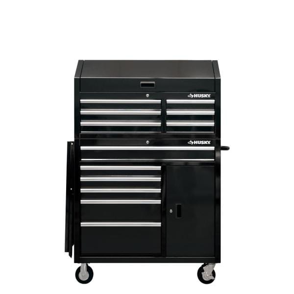 41 IN W 12-DRAWER DEEP-COMBINATION TOOL CHEST UND ROLLING CABINET SET IN GLOSS BLACK MIT SIDE TABELLE