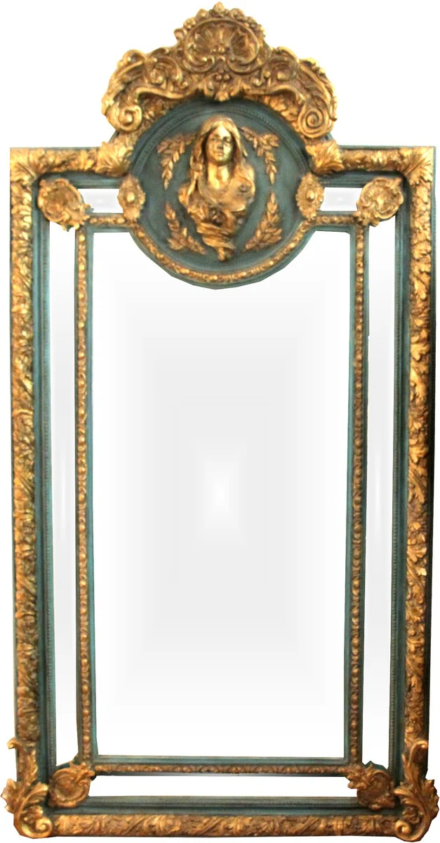 Stately Baroque Mirror Green Gold Maria Motif - Baroque Furniture Antique Style