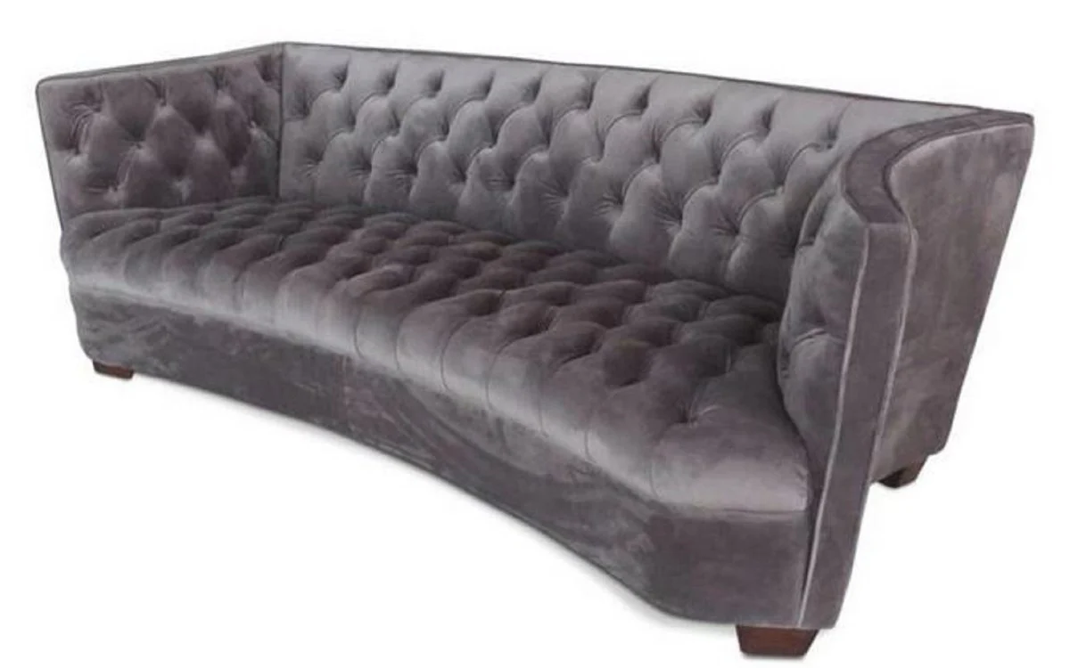 Luxury Chesterfield velvet sofa gray / brown 221 x 99 x H. 72 cm - Chesterfield furniture