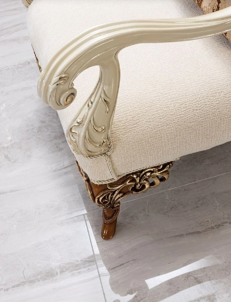 Luxus Barock Wohnzimmer Set Beige / Grau / Braun / Gold - 2 Sofas & 2 Sessel & 1 Couchtisch - Handgefertigte Wohnzimmer Möbel im Barockstil - Edel & Prunkvoll
