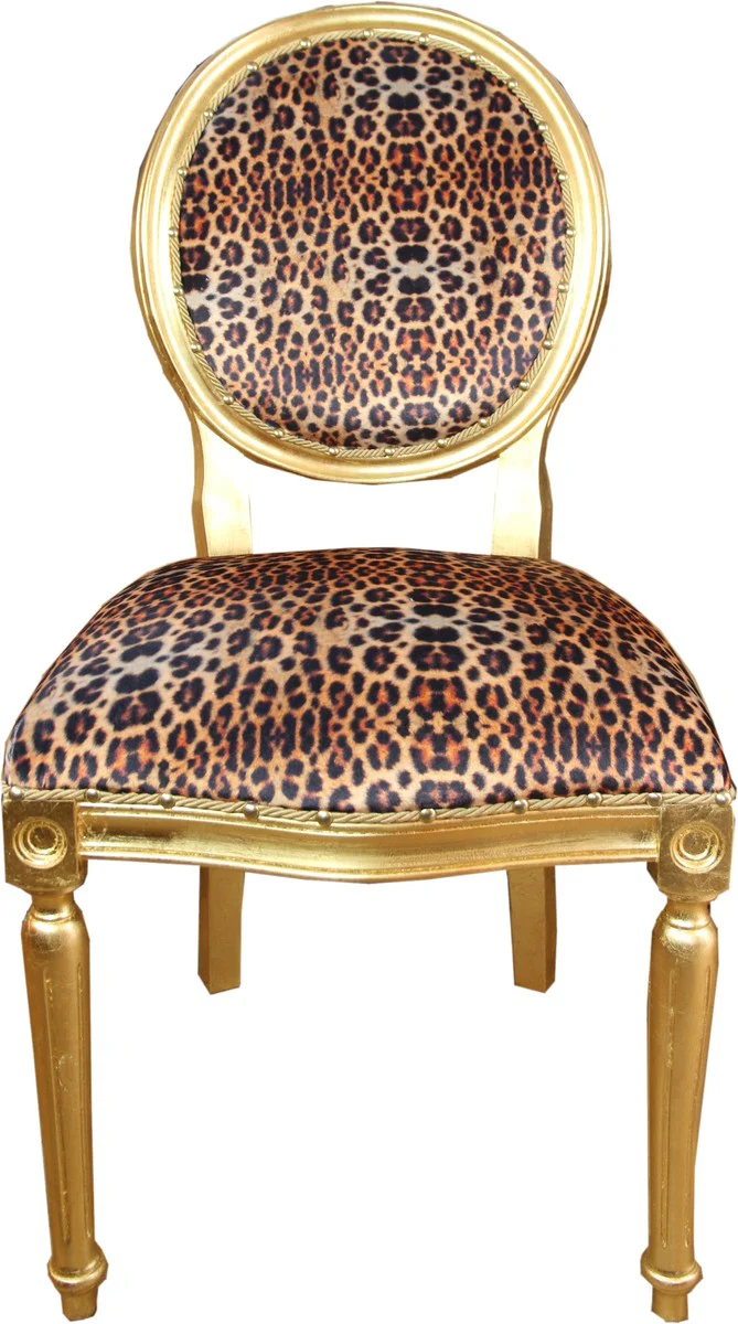 Baroque Luxury Dining Chair Leopard / Gold Mod2 - Designer Chair - Hotel & Restaurant Furniture - Luxury Quality