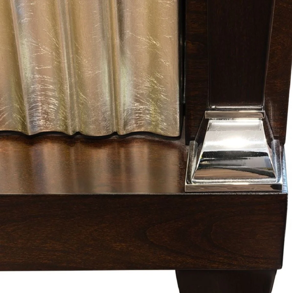 Neoclassical luxury nightstand dark brown / silver 66.5 x 46.5 x H. 70 cm - Elegant solid wood bedside table with 3 drawers - Bedroom furniture in neoclassical style