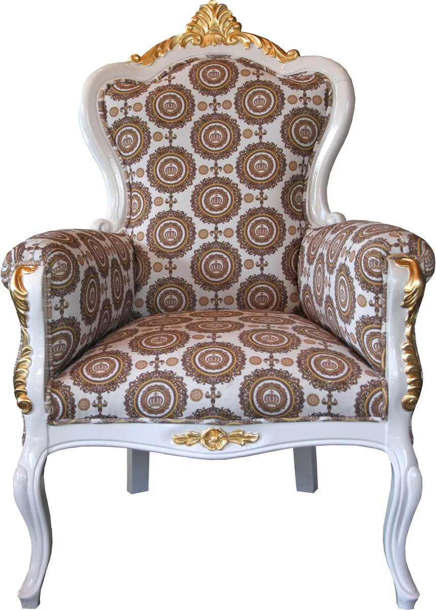 Pompöös by Luxury Baroque Armchair Bergere Beige / White / Gold - Pompööser Baroque Armchair designed by Harald Glööckler