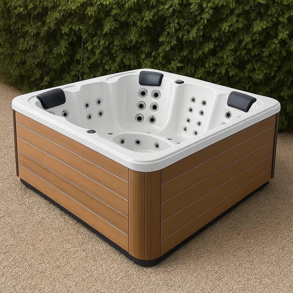 Feste Whirlpools, 200 x 200 x 80 cm, 3 Personen, quadratisch, weiß/Holz RrlCiyS382cn