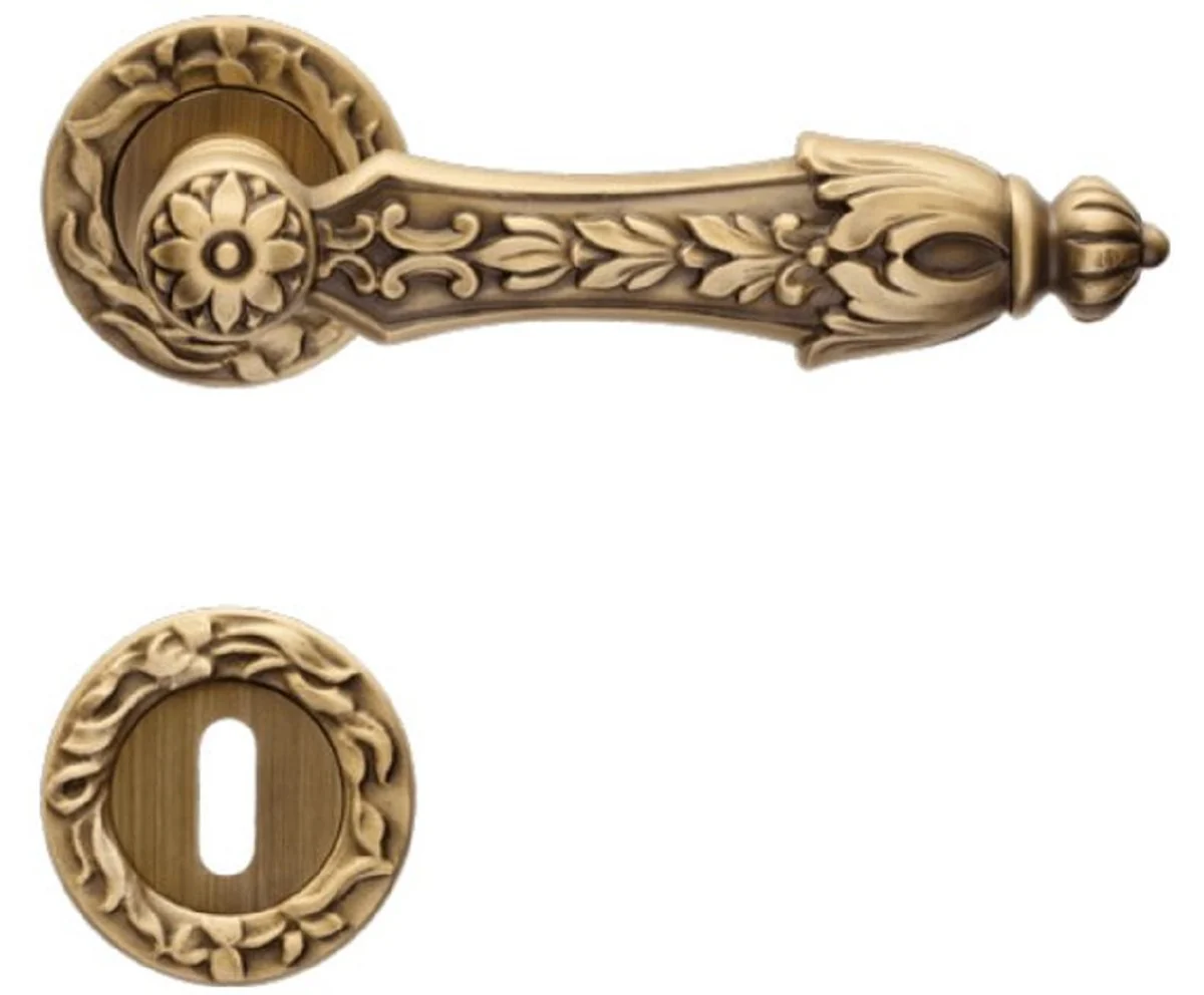 Baroque door handle set brass patinated 15.7 x H. 5.3 cm - Magnificent door handles in the baroque style