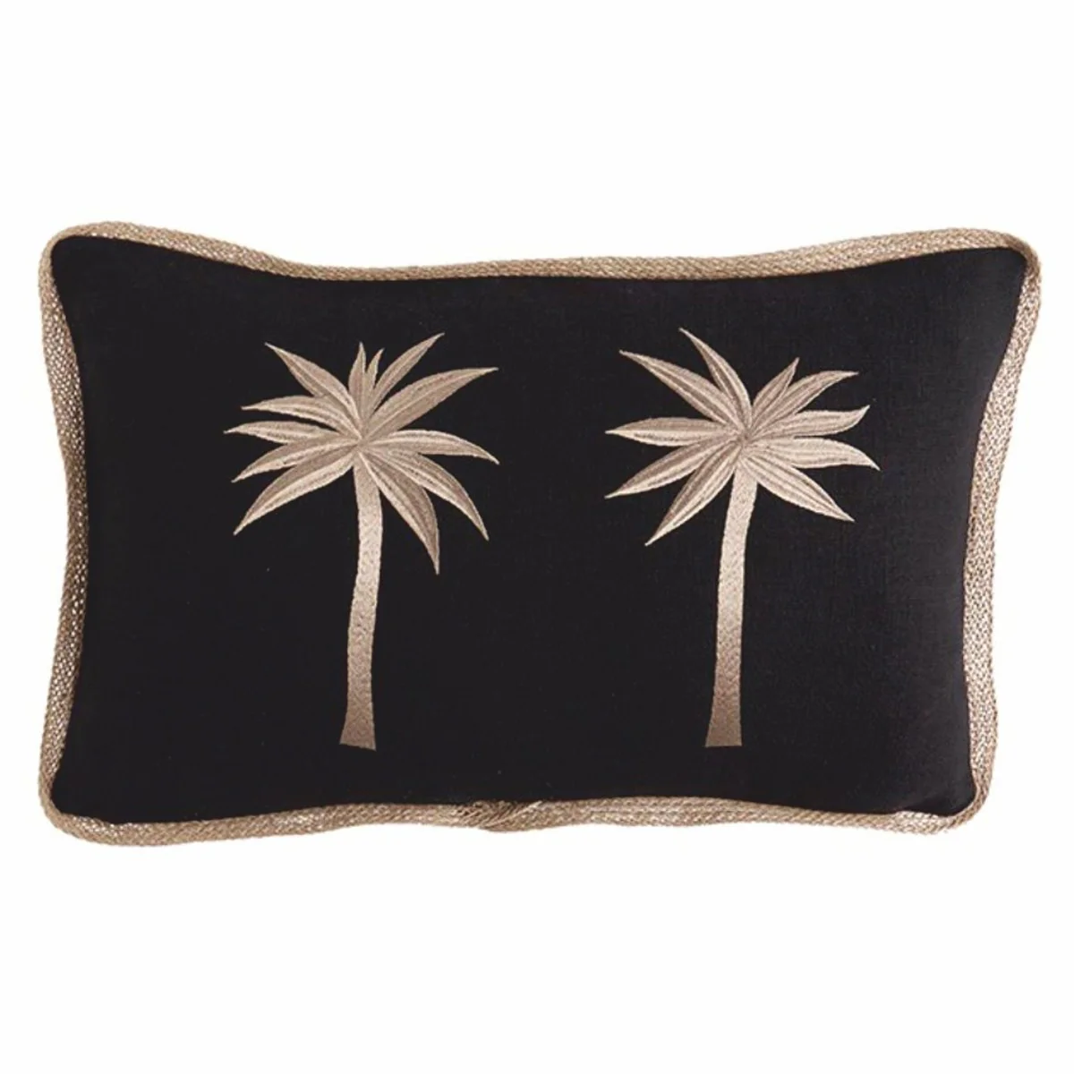 Luxury decorative cotton cushion 2 palm trees black / gold 30 x 50 cm