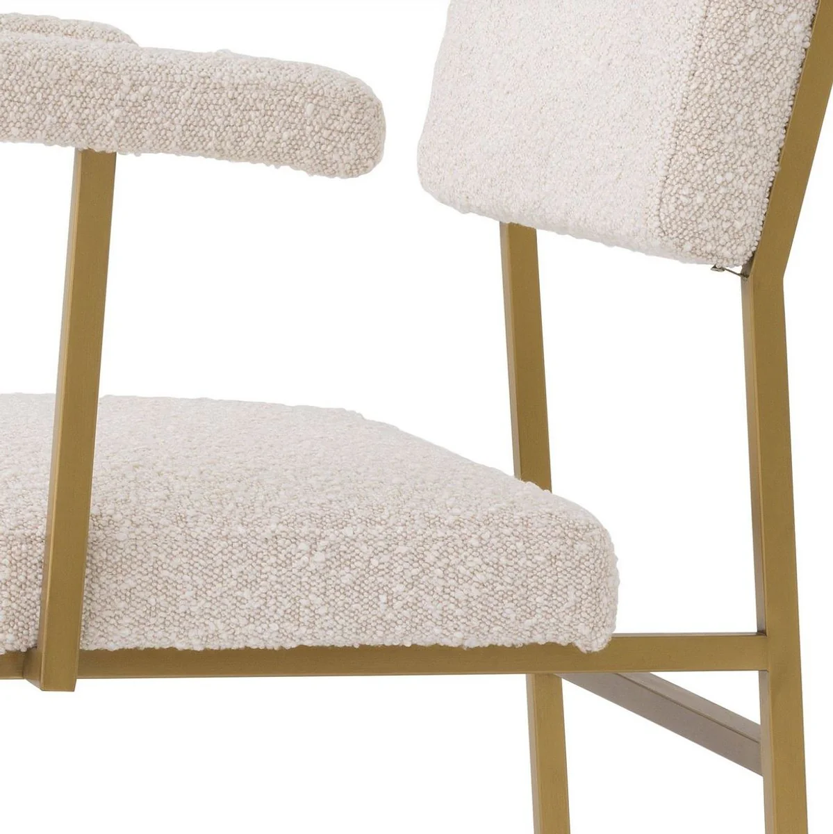 Luxury dining room chair cream / brass 64 x 67 x H. 84 cm - Elegant kitchen chair with armrests - Luxury dining room furniture