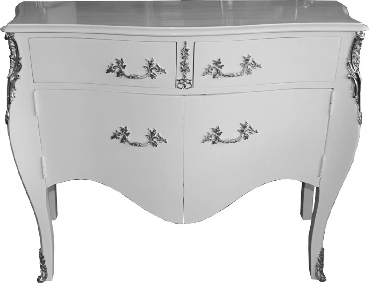 Baroque chest of drawers white with 2 drawers and 2 doors 140 cm - handmade from solid wood - limited edition