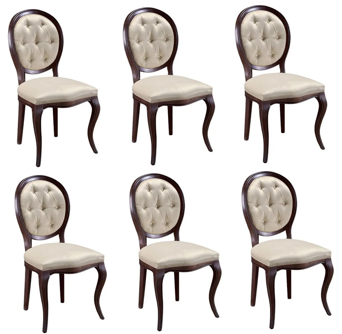 Luxury Art Nouveau Chesterfield dining room set dark brown / cream 51 x 44 x H. 99 cm - 6 dining room chairs - dining room furniture