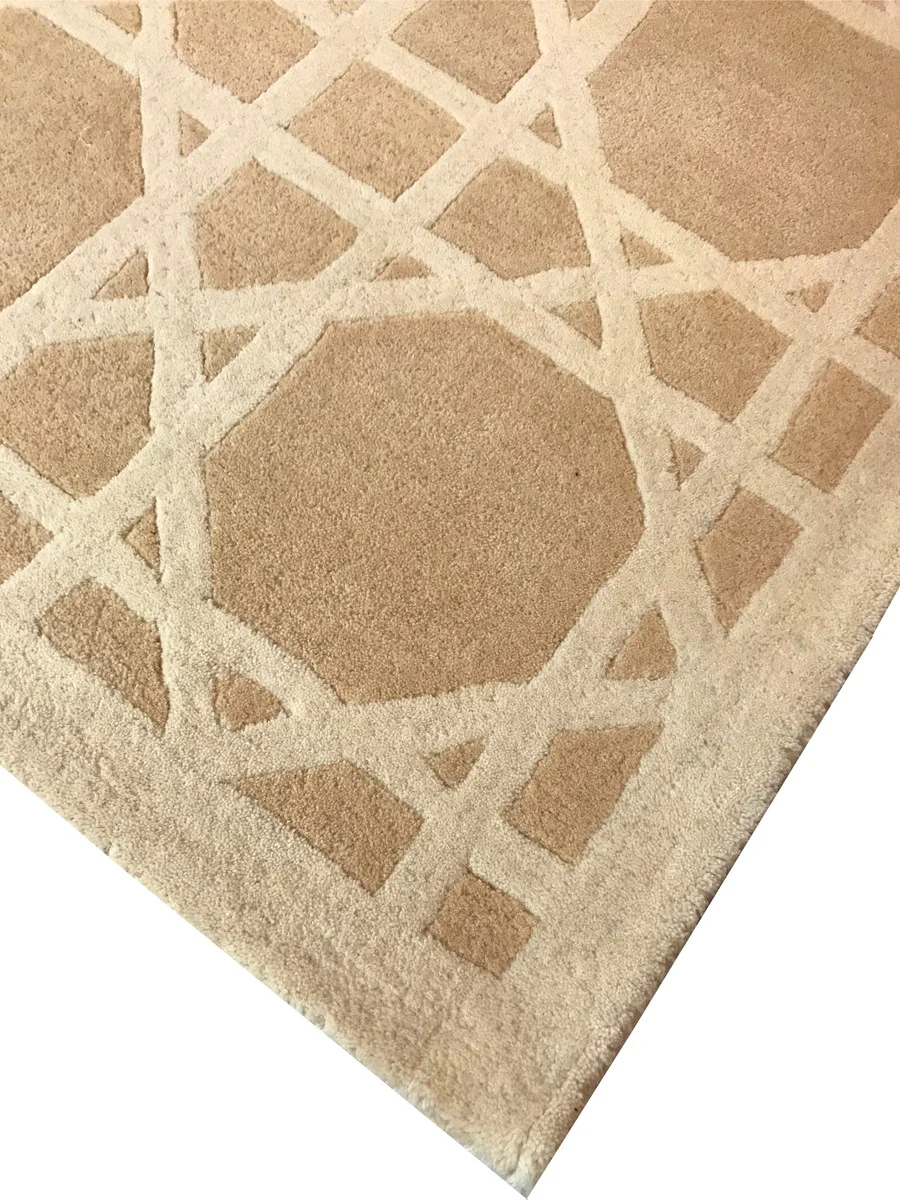 Luxus Teppich aus Neuseeland Wolle Beige / Creme 170 x 240 cm - Handgetufteter Wohnzimmerteppich