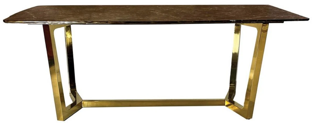 Luxury dining table brown / gold 200 x 100 x H. 75 cm - Dining room table with artificial marble table top - Dining room furniture - Luxury furniture - Luxury furnishings