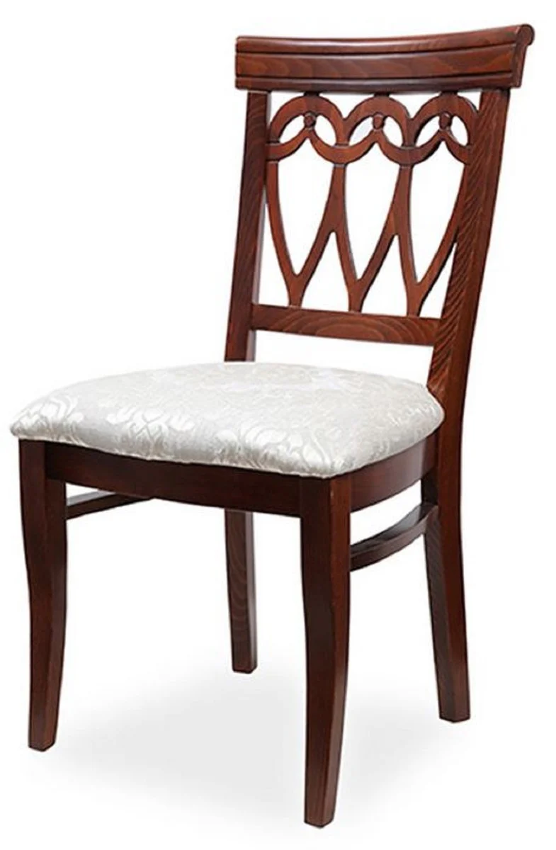 Biedermeier dining room chair cream / dark brown 50 x 56 x H. 96 cm - Solid wood kitchen chair - Solid wood dining room furniture - Biedermeier dining room furniture