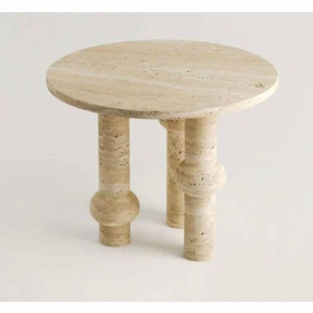 Luxury dining table beige Ø 115 cm - round travertine dining room table