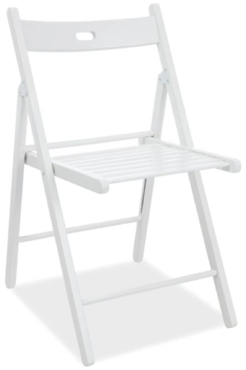 Luxury folding chair white 40 x 43 x H. 78 cm - solid beech wood chair - wooden chair with carrying handle