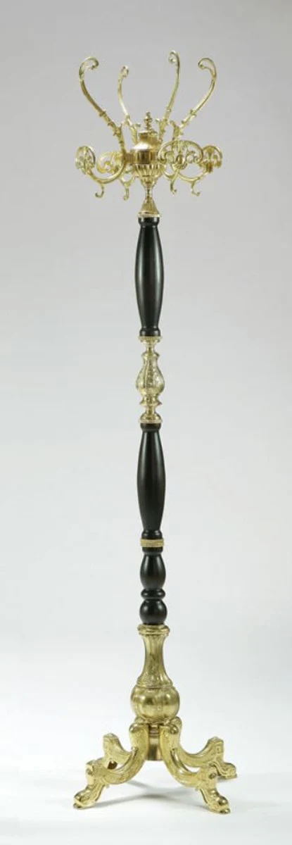 Luxury Baroque coat rack gold / black 45 x 45 x H. 170 cm - Elegant brass clothes rack - Baroque hotel cloakroom furniture