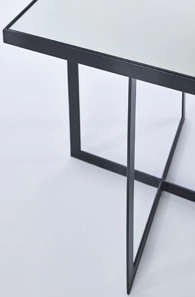 Luxury side table black 51 x 51 x H. 55 cm - metal table with mirror glass table top - luxury furniture