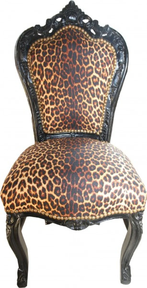 Baroque dining room chair leopard / black - furniture