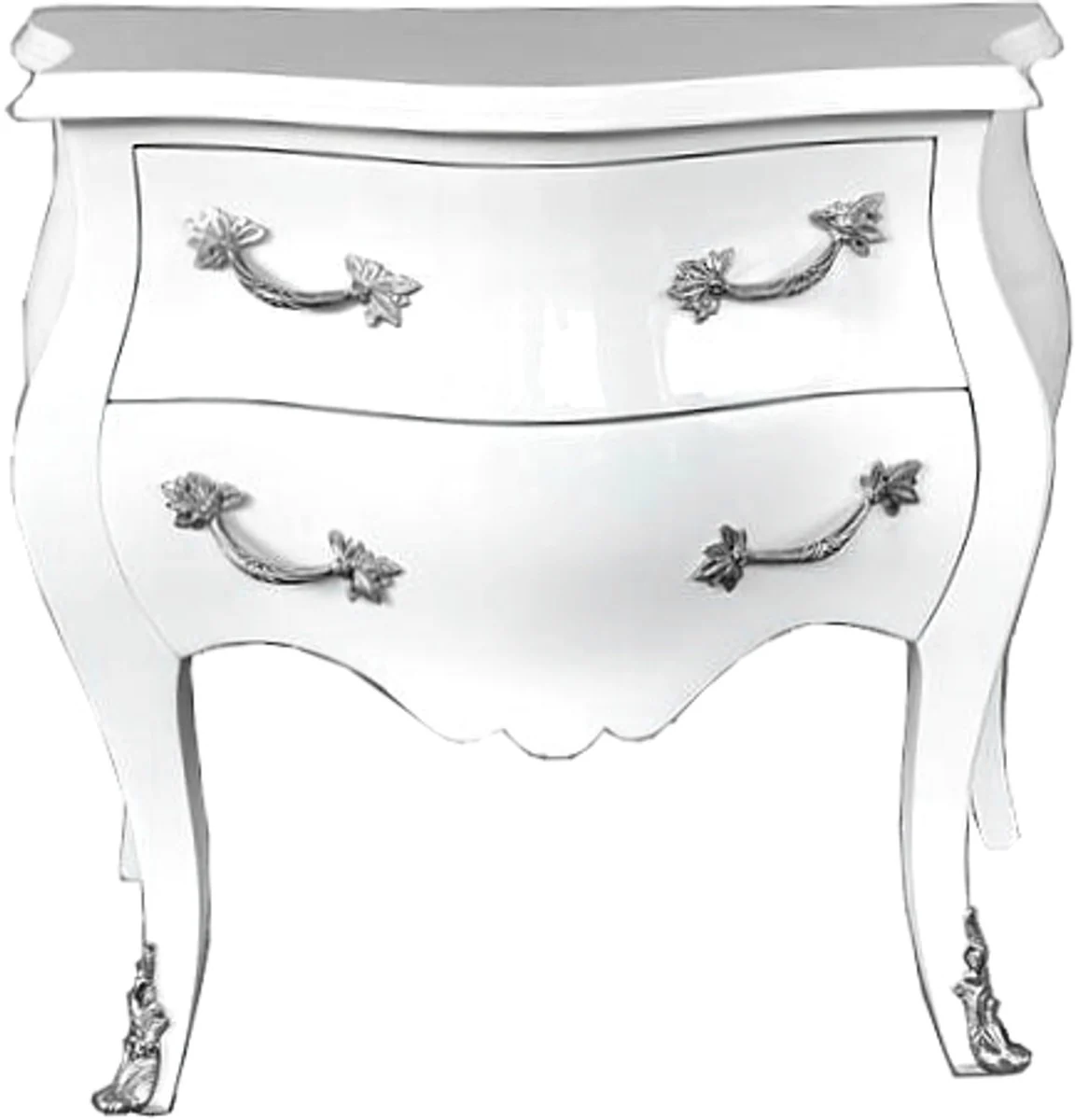 Baroque chest of drawers 80 cm white / silver - furniture baroque furniture