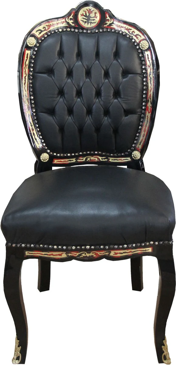 Luxury baroque chair Boulle Collection with real leather cover - luxury desk chair