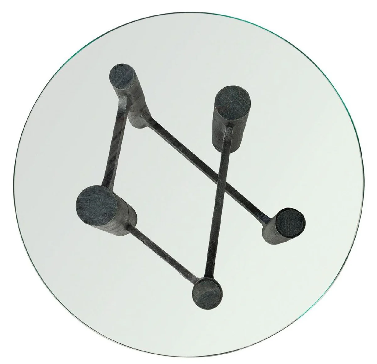 Luxury coffee table antique black Ø 75 x H. 35.5 cm - Round aluminum living room table with glass top - Living room furniture - Luxury furniture - Luxury furnishings