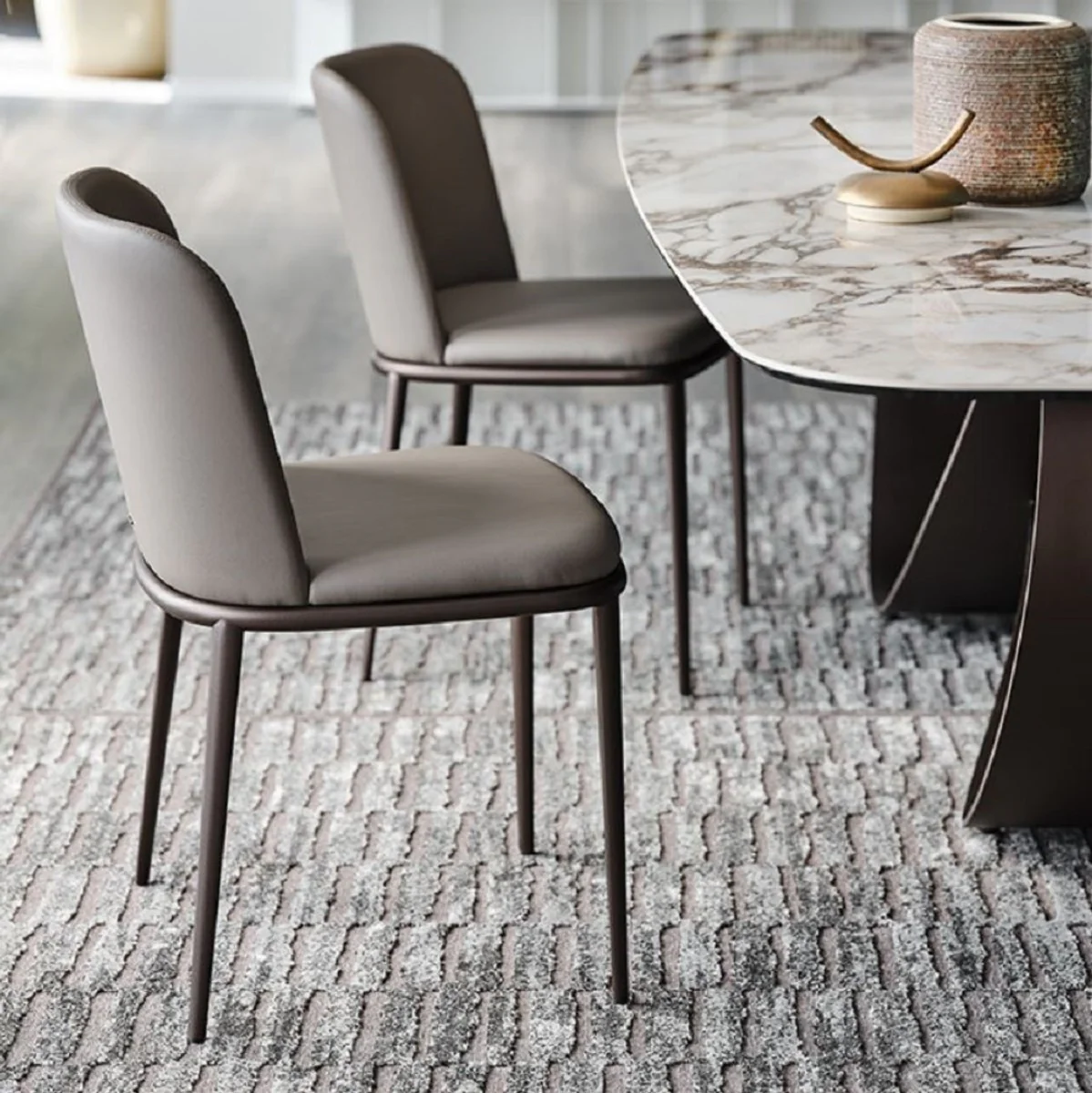 Luxury Dining Chair Set of 8 Gray / Titanium Colors - Luxury Dining Room & Restaurant Furniture - Luxury Quality - Made in Italy