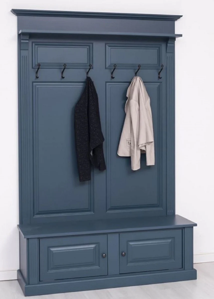 Country house style solid wood wardrobe blue 140 x 41 x H. 210 cm - wall wardrobe - hallway cabinet - hallway furniture - wardrobe furniture - country house style furniture