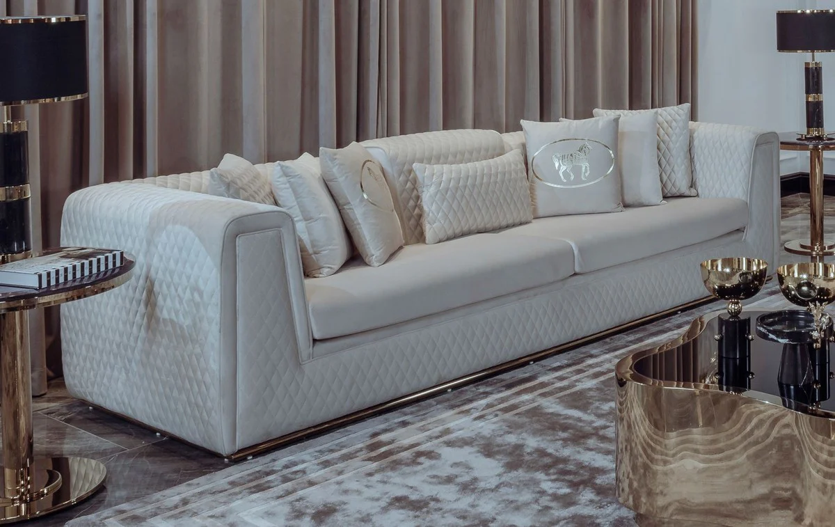 Luxury living room & hotel sofa cream / gold 260 cm