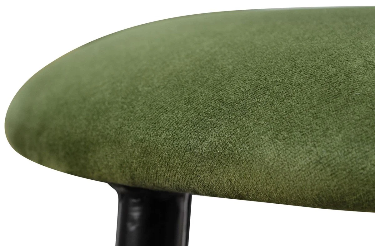 Luxury bar stool moss green / black Ø 37 x H. 76 cm - bar chair with velvet fabric