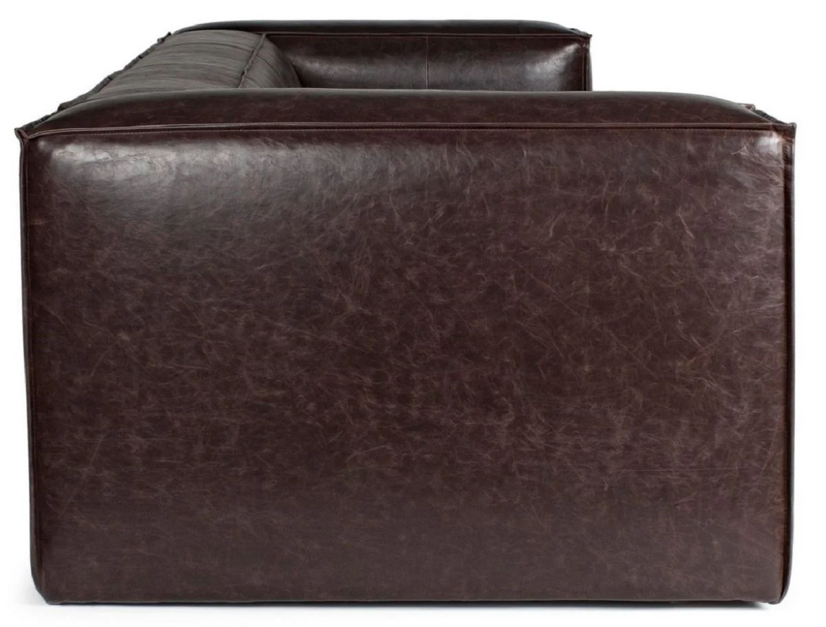 Luxury faux leather sofa dark brown 224 x 99 x H. 67.5 cm - living room sofa - living room furniture - faux leather furniture - luxury furniture - luxury furnishings