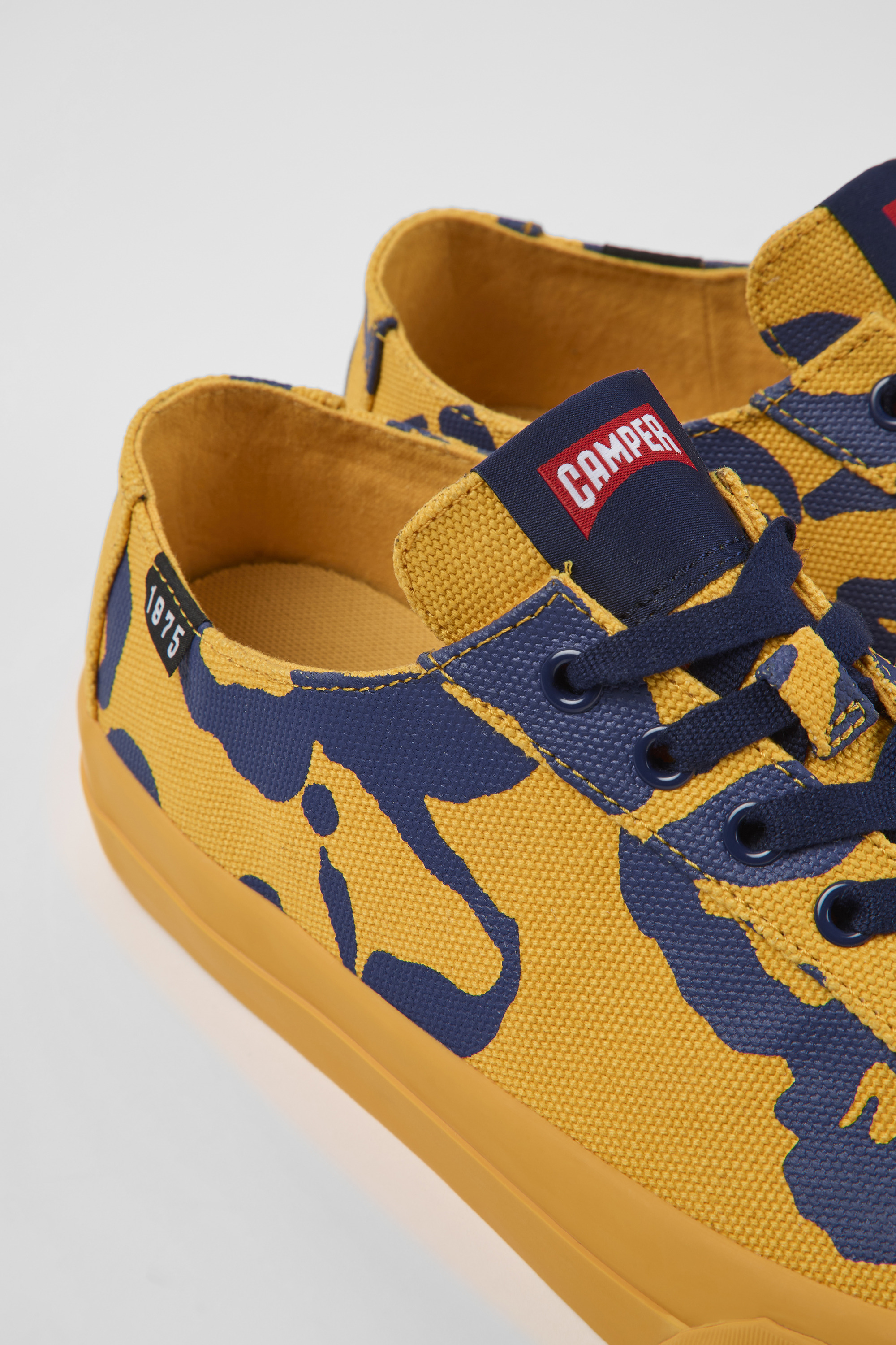 Camaleon - Orange und blau recycelte Baumwollsneaker für Herren