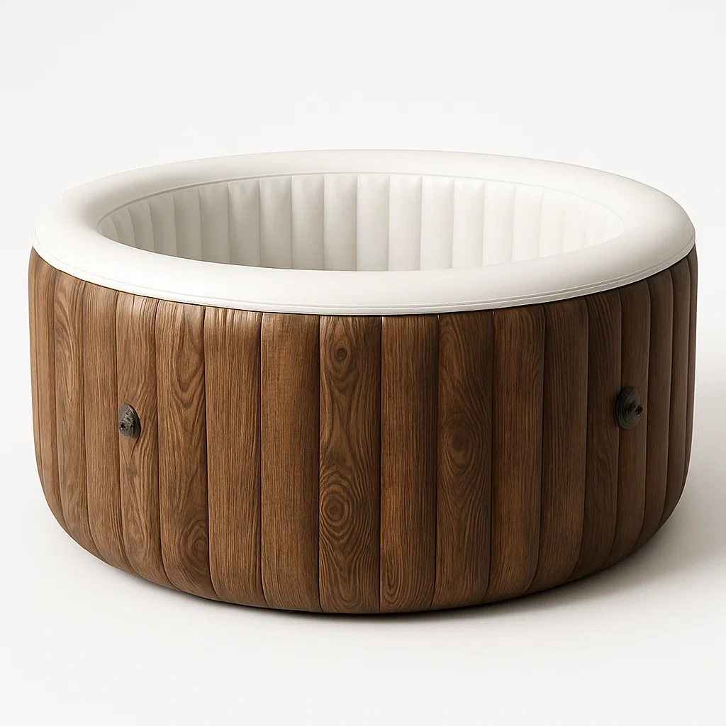 Aufblasbarer Whirlpool 180x180x71 cm 4 Personen rund Holz/weiß CRvvZwW313GT