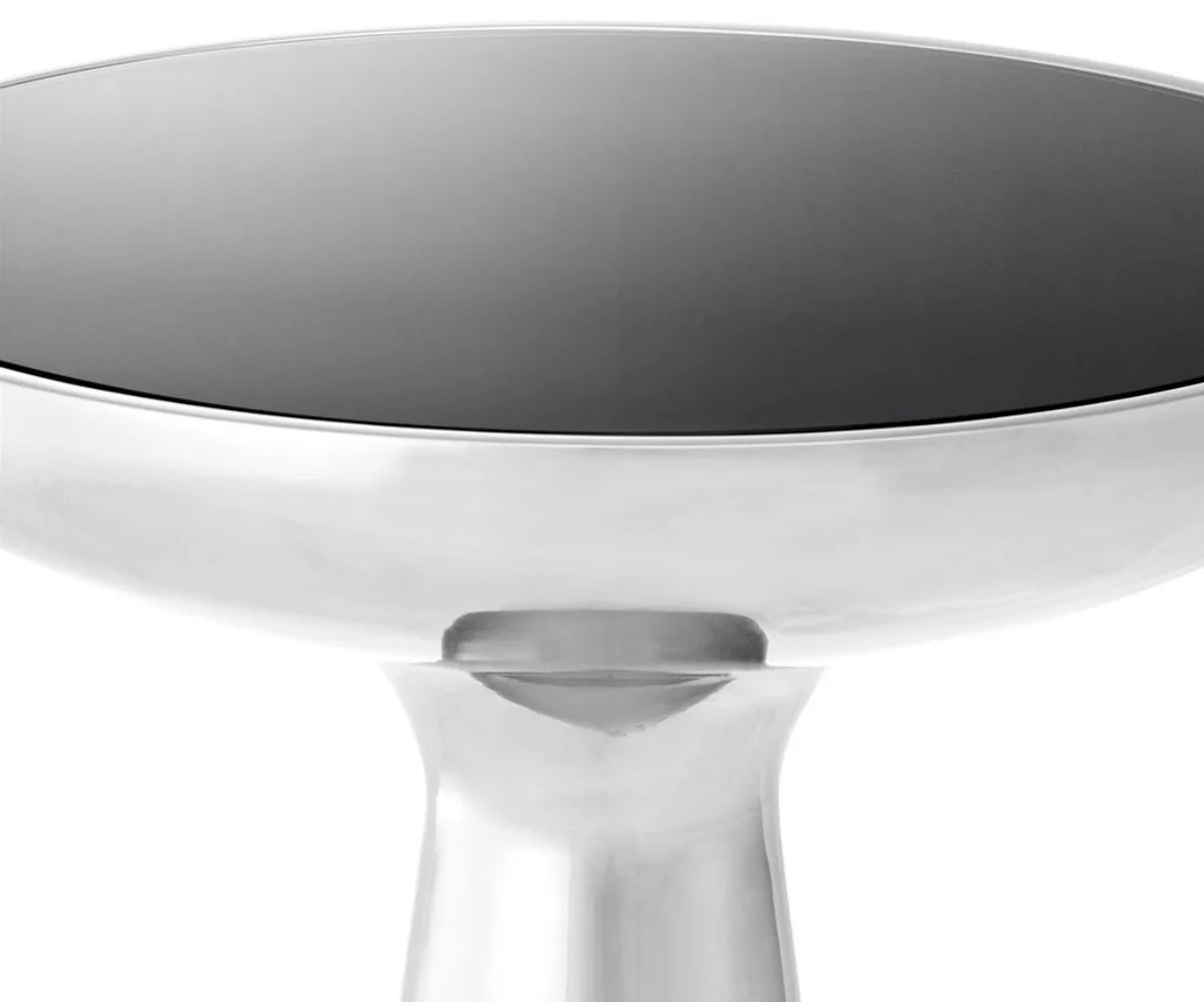 Luxury side table silver / black Ø 50 x H. 60 cm - round stainless steel table with glass top