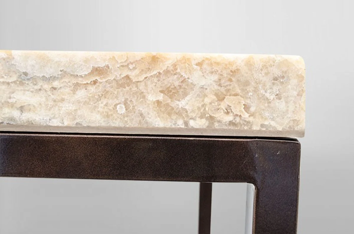 Art Deco side table onyx / metal 120 x 40 cm - Art Nouveau table - furniture console