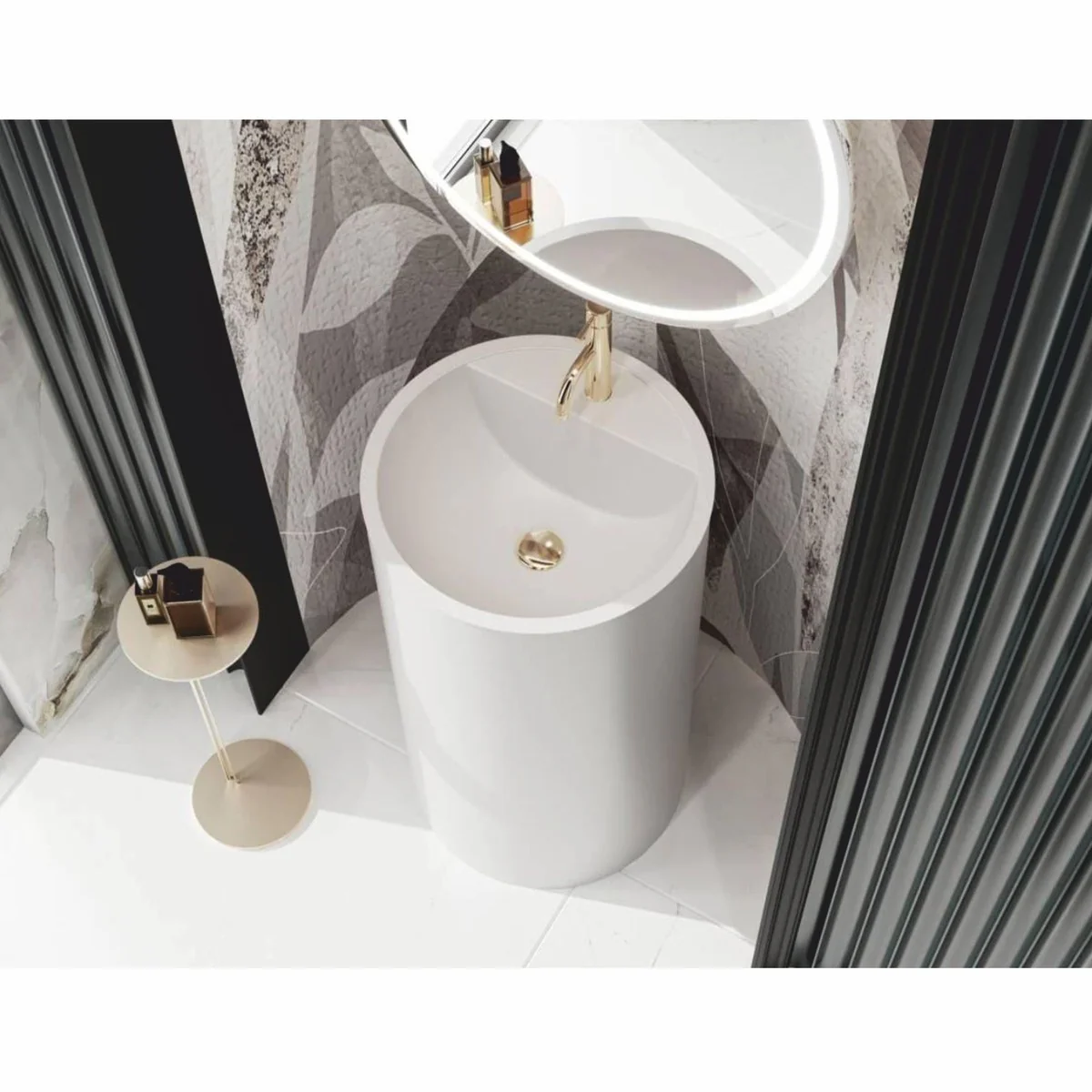 Luxury pedestal washbasin white Ø 46 x H. 88 cm - bathroom accessories