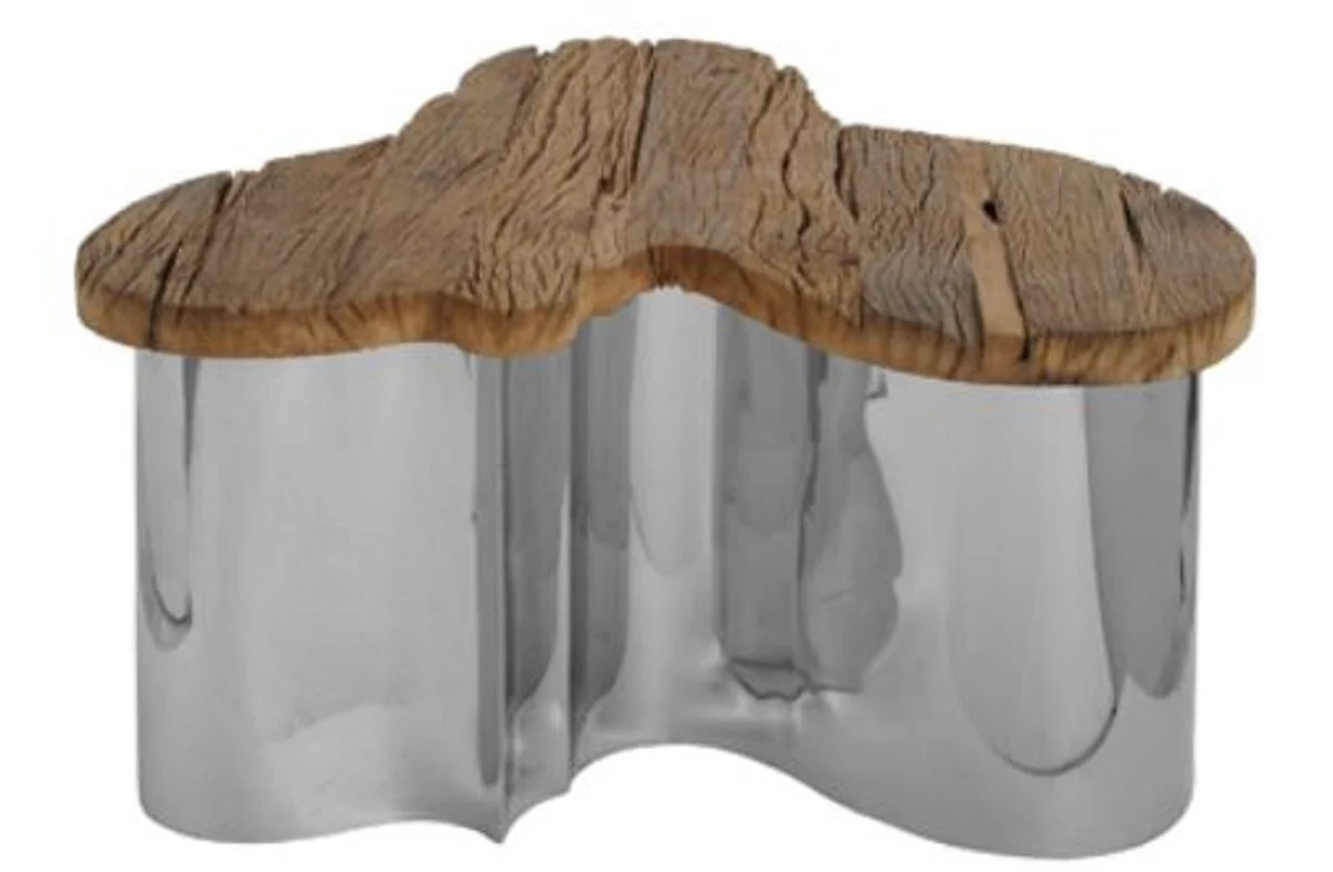 Designer coffee table natural colors / silver 90 x 88 x H. 47 cm - luxury living room furniture