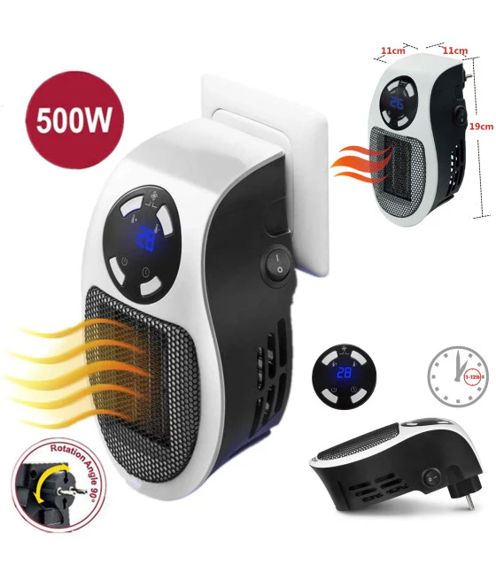 MINI-WANDHEIZSTRAHLER DIGITALES DISPLAY HANDLICHER THERMOSTRAHLER 500 W