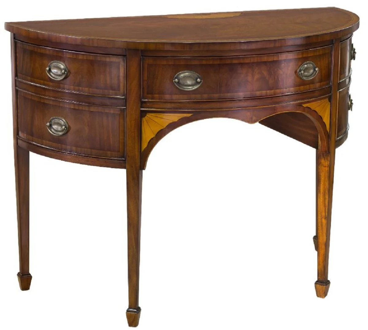 Luxury Art Nouveau chest of drawers dark brown / light brown 115 x 59 x H. 86 cm - Semicircular mahogany chest of drawers with drawer and 2 doors - Art Nouveau furniture