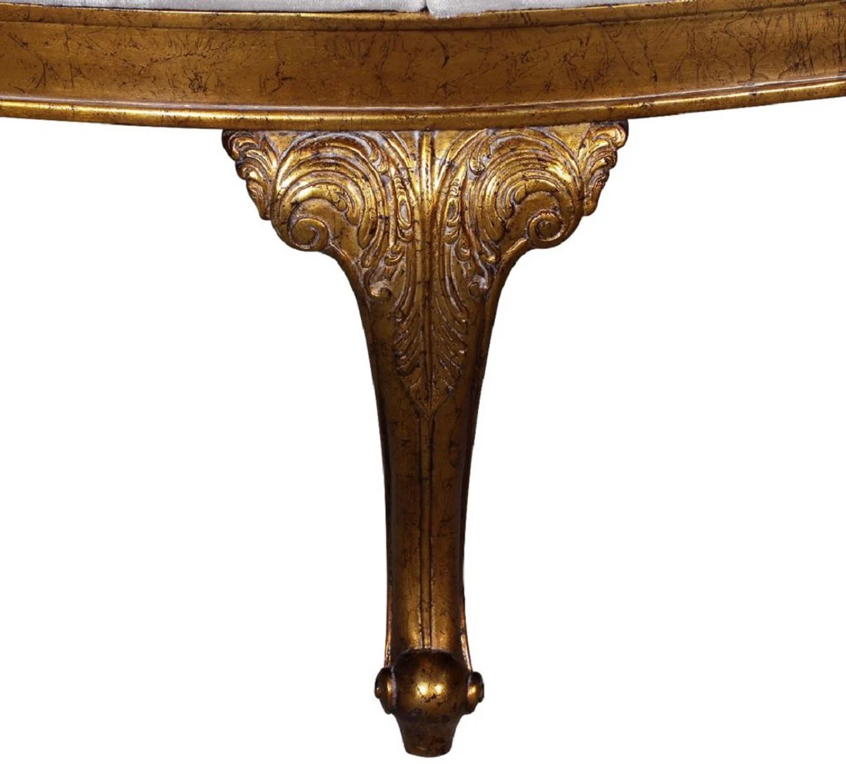 Luxury Baroque Round Sofa White / Antique Gold - Handcrafted Round Velvet Sofa - Baroque Hotel & Restaurant Furniture